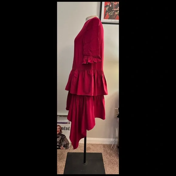 Alexander McQueen Asymmetric Ruffle Hem Drape Dress NWT 44/8 - Picture 2 of 11